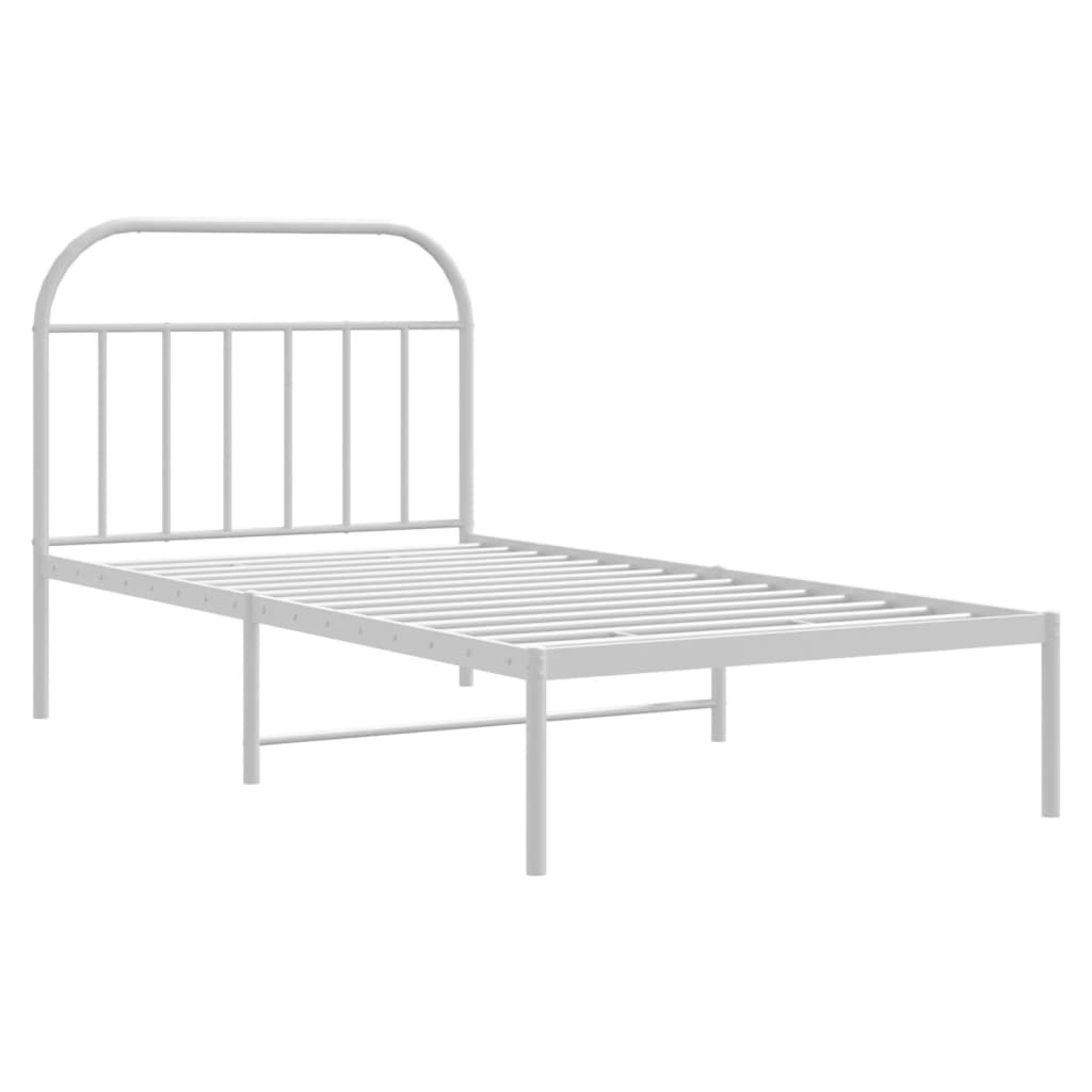 Bedframe met hoofdbord metaal wit 107x203 cm is nu te koop bij PeponiXL, paradijselijk wonen!