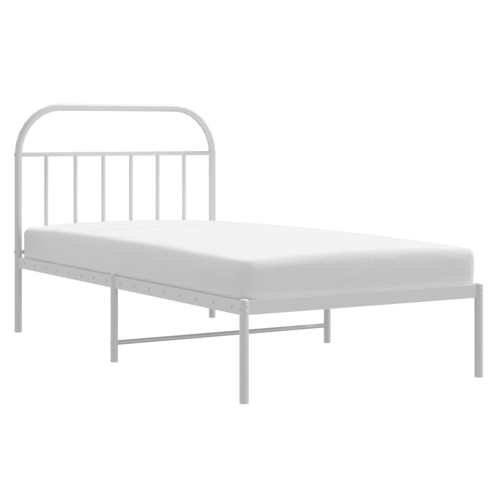 Bedframe met hoofdbord metaal wit 107x203 cm is nu te koop bij PeponiXL, paradijselijk wonen!