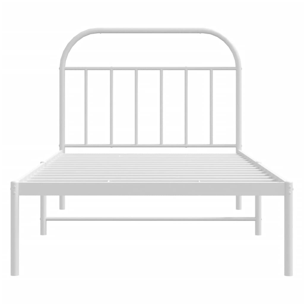 Bedframe met hoofdbord metaal wit 107x203 cm is nu te koop bij PeponiXL, paradijselijk wonen!