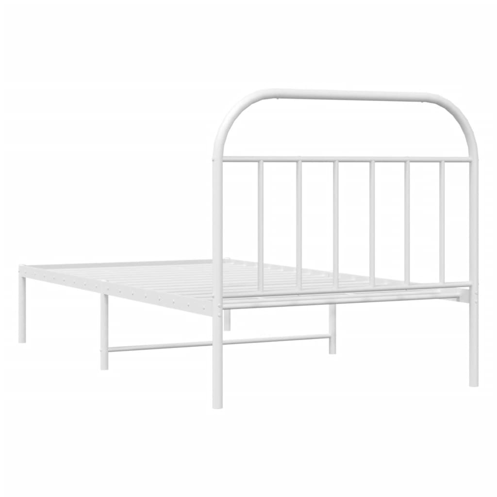 Bedframe met hoofdbord metaal wit 107x203 cm is nu te koop bij PeponiXL, paradijselijk wonen!