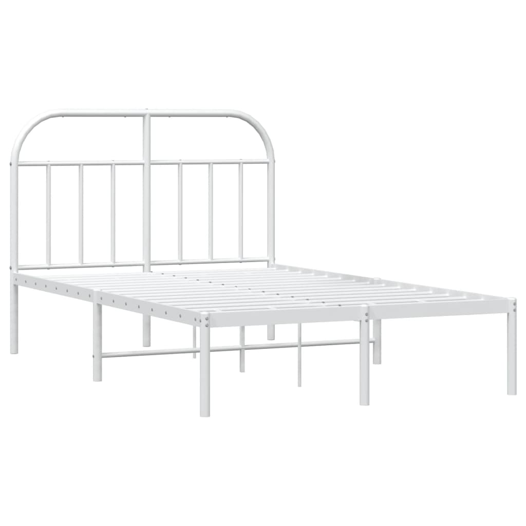 Bedframe met hoofdbord metaal wit 120x190 cm is nu te koop bij PeponiXL, paradijselijk wonen!