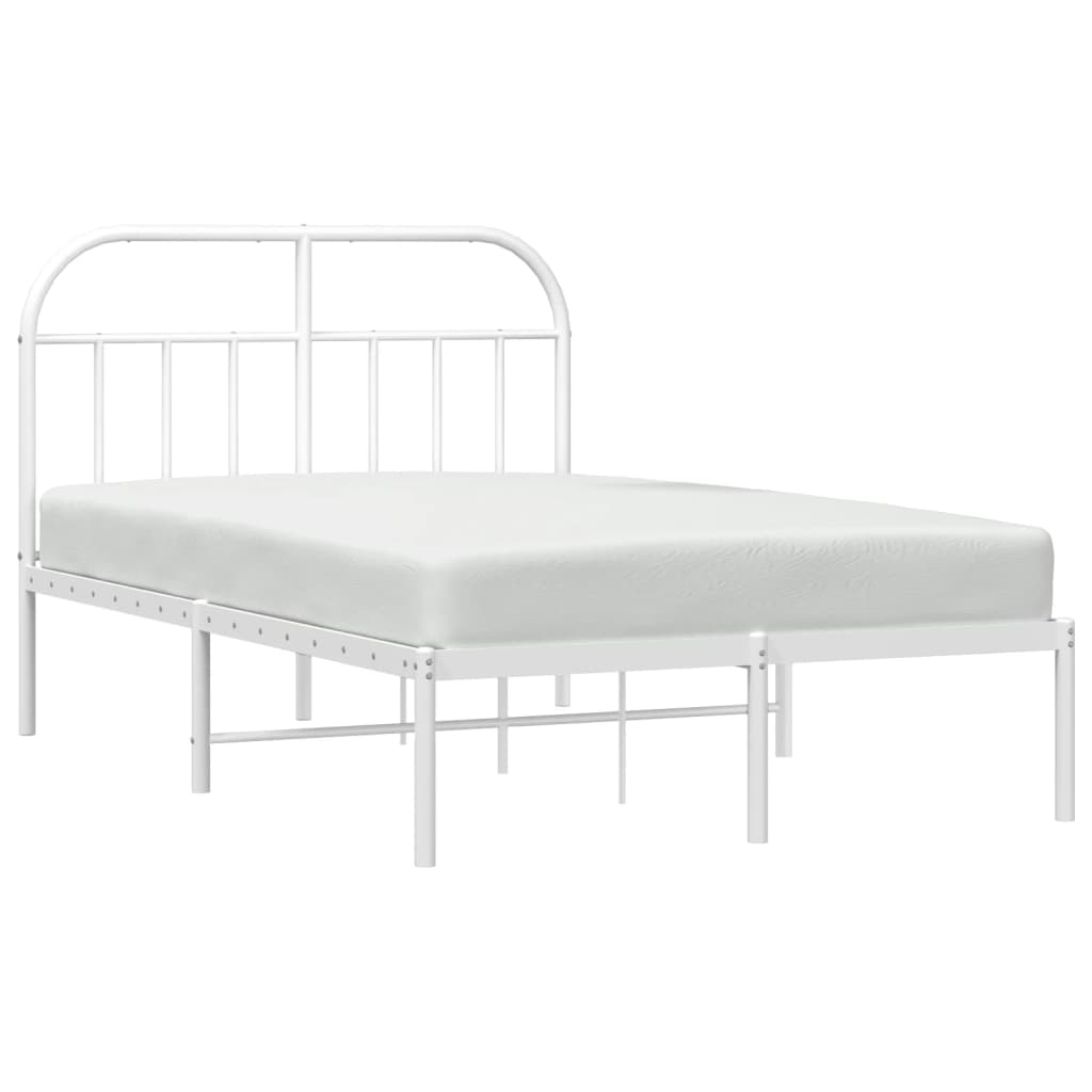 Bedframe met hoofdbord metaal wit 120x190 cm is nu te koop bij PeponiXL, paradijselijk wonen!