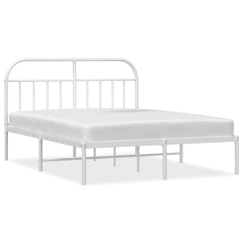 Bedframe met hoofdbord metaal wit 160x200 cm is nu te koop bij PeponiXL, paradijselijk wonen!