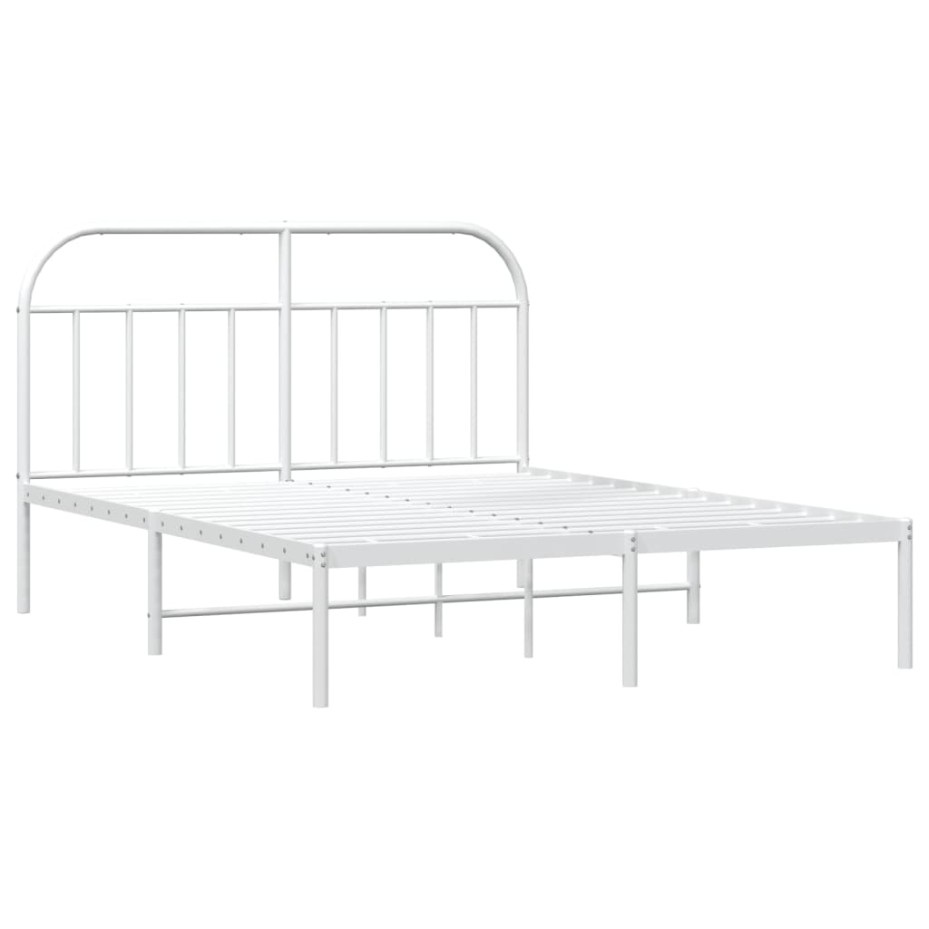 Bedframe met hoofdbord metaal wit 160x200 cm is nu te koop bij PeponiXL, paradijselijk wonen!