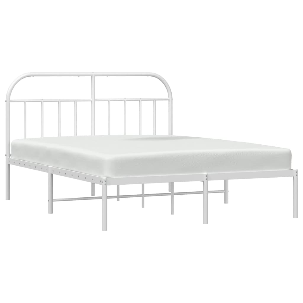 Bedframe met hoofdbord metaal wit 160x200 cm is nu te koop bij PeponiXL, paradijselijk wonen!