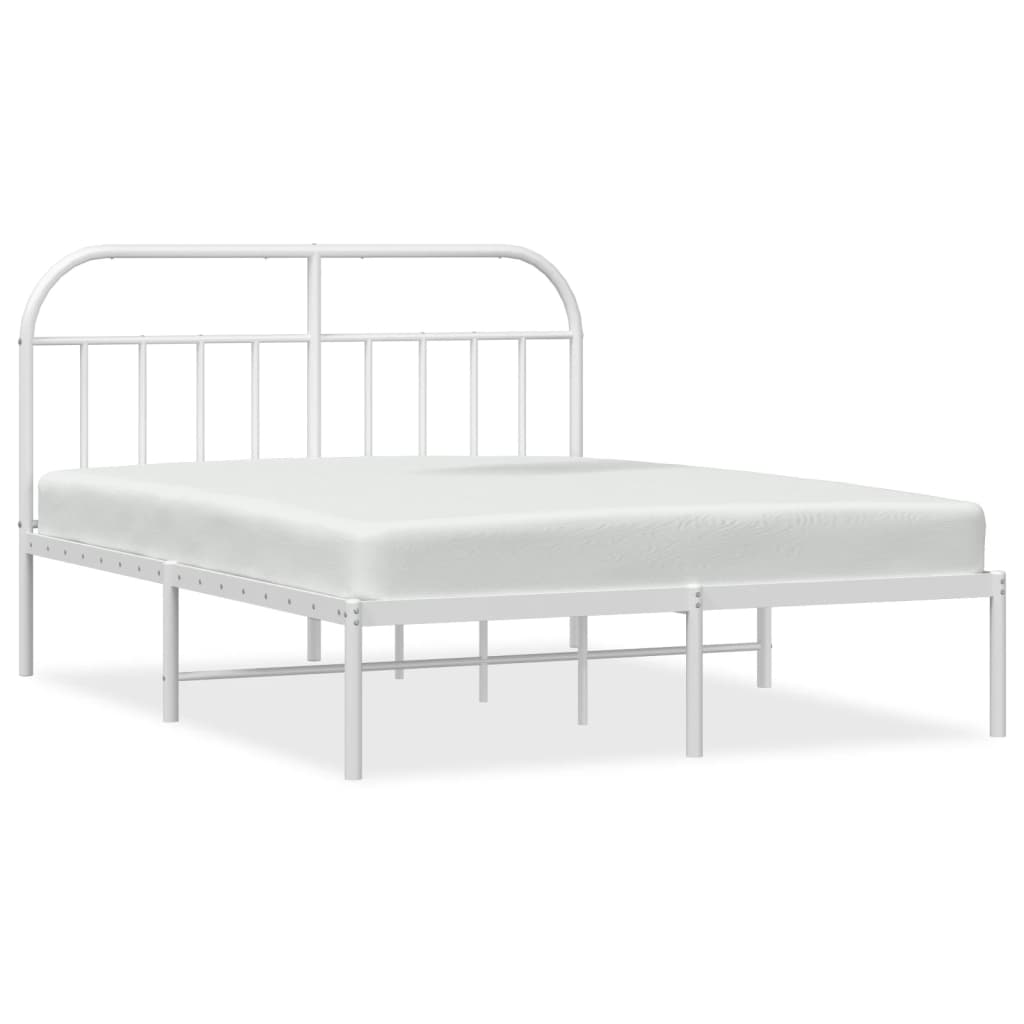 Bedframe met hoofdbord metaal wit 180x200 cm is nu te koop bij PeponiXL, paradijselijk wonen!