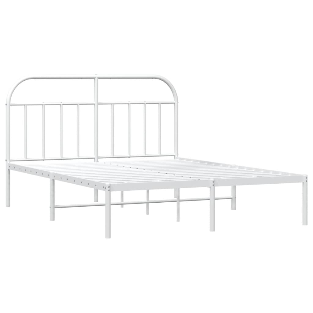 Bedframe met hoofdbord metaal wit 180x200 cm is nu te koop bij PeponiXL, paradijselijk wonen!