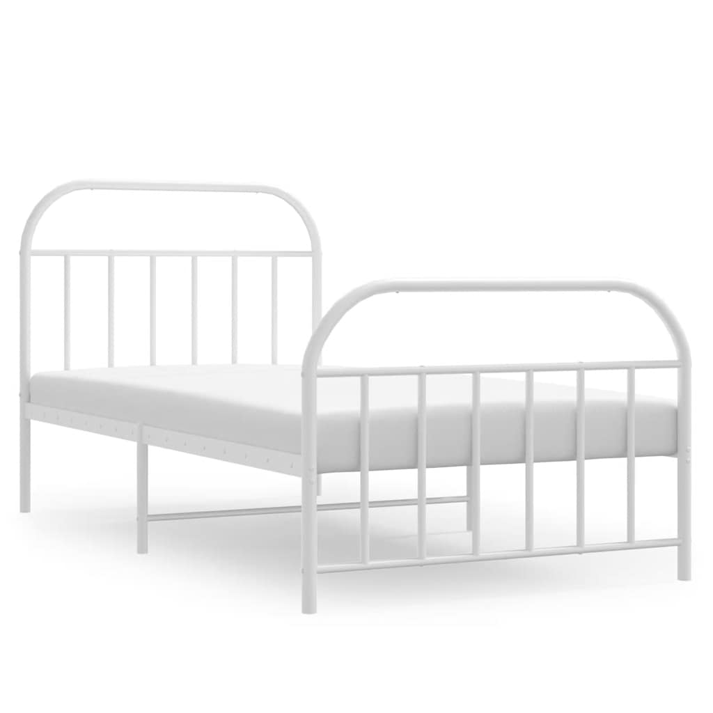 Bedframe met hoofd- en voeteneinde metaal wit 100x190 cm is nu te koop bij PeponiXL, paradijselijk wonen!