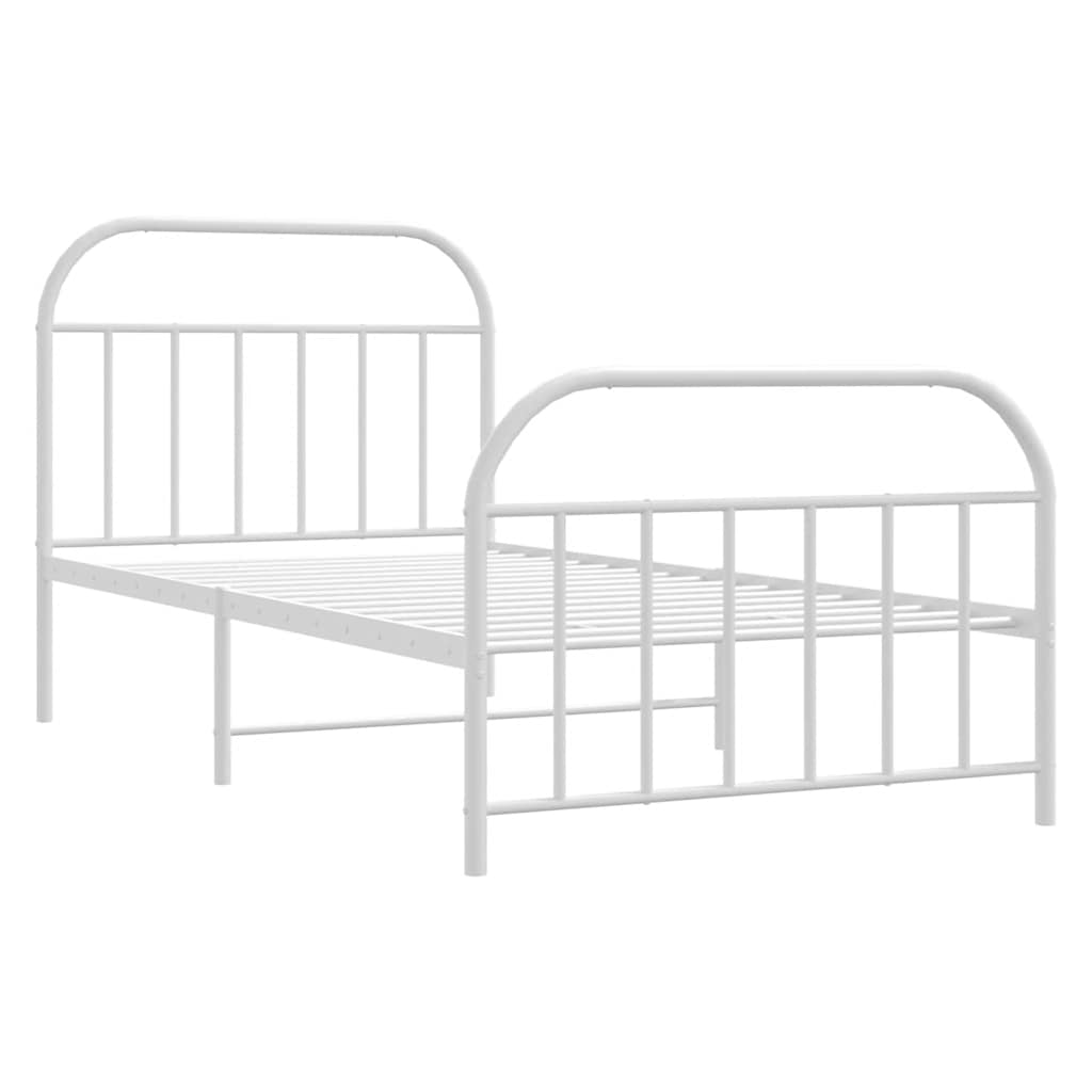 Bedframe met hoofd- en voeteneinde metaal wit 100x190 cm is nu te koop bij PeponiXL, paradijselijk wonen!