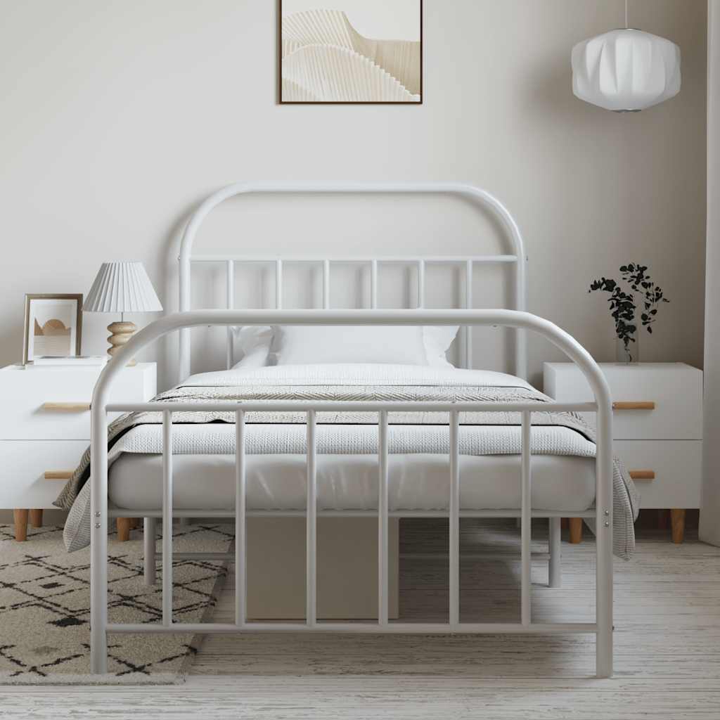 Bedframe met hoofd- en voeteneinde metaal wit 100x190 cm is nu te koop bij PeponiXL, paradijselijk wonen!