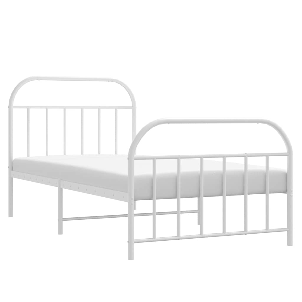 Bedframe met hoofd- en voeteneinde metaal wit 100x190 cm is nu te koop bij PeponiXL, paradijselijk wonen!