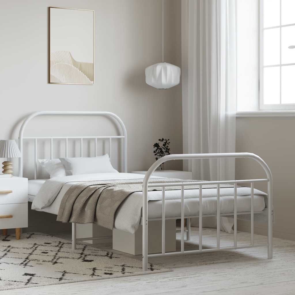 Bedframe met hoofd- en voeteneinde metaal wit 100x190 cm is nu te koop bij PeponiXL, paradijselijk wonen!