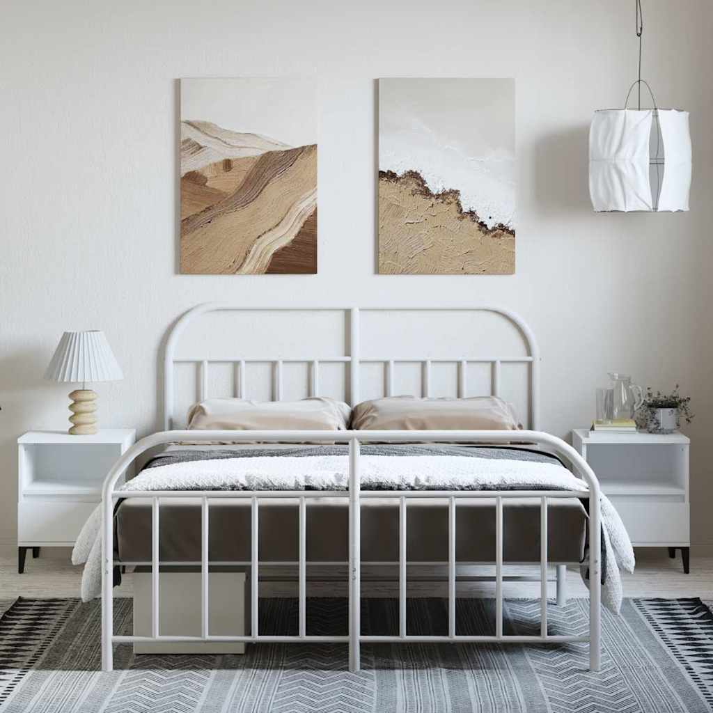Bedframe met hoofd- en voeteneinde metaal wit 150x200 cm is nu te koop bij PeponiXL, paradijselijk wonen!