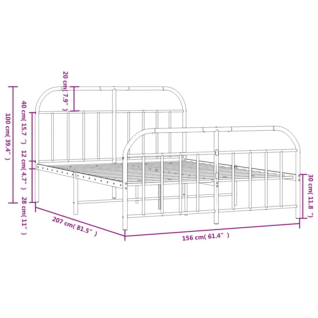 Bedframe met hoofd- en voeteneinde metaal wit 150x200 cm is nu te koop bij PeponiXL, paradijselijk wonen!