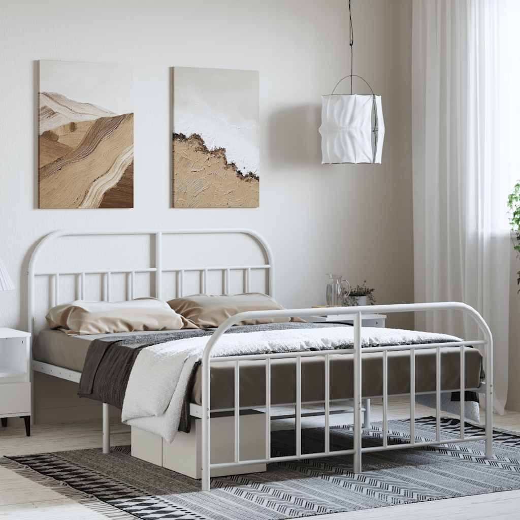 Bedframe met hoofd- en voeteneinde metaal wit 150x200 cm is nu te koop bij PeponiXL, paradijselijk wonen!
