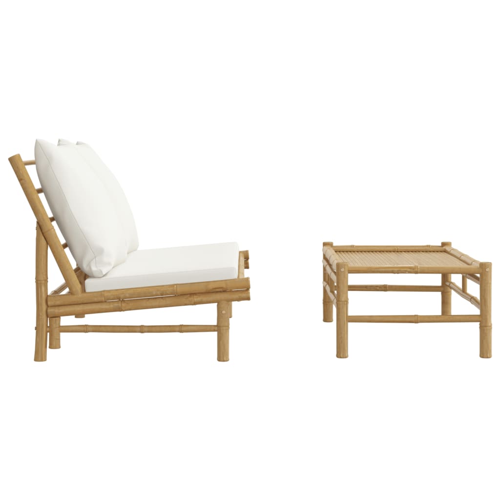 2-delige Loungeset met kussens bamboe crèmewit is nu te koop bij PeponiXL, paradijselijk wonen!
