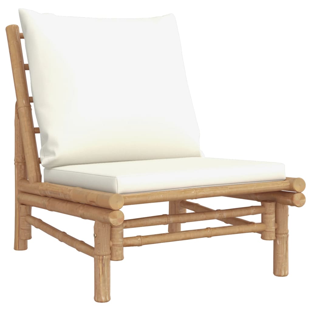 Tuinstoelen 2 st met crèmewitte kussens bamboe is nu te koop bij PeponiXL, paradijselijk wonen!