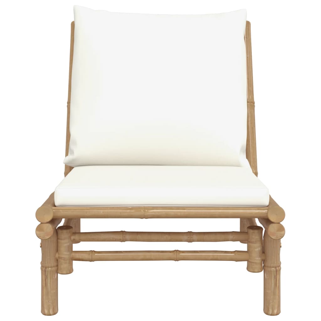 Tuinstoelen 2 st met crèmewitte kussens bamboe is nu te koop bij PeponiXL, paradijselijk wonen!