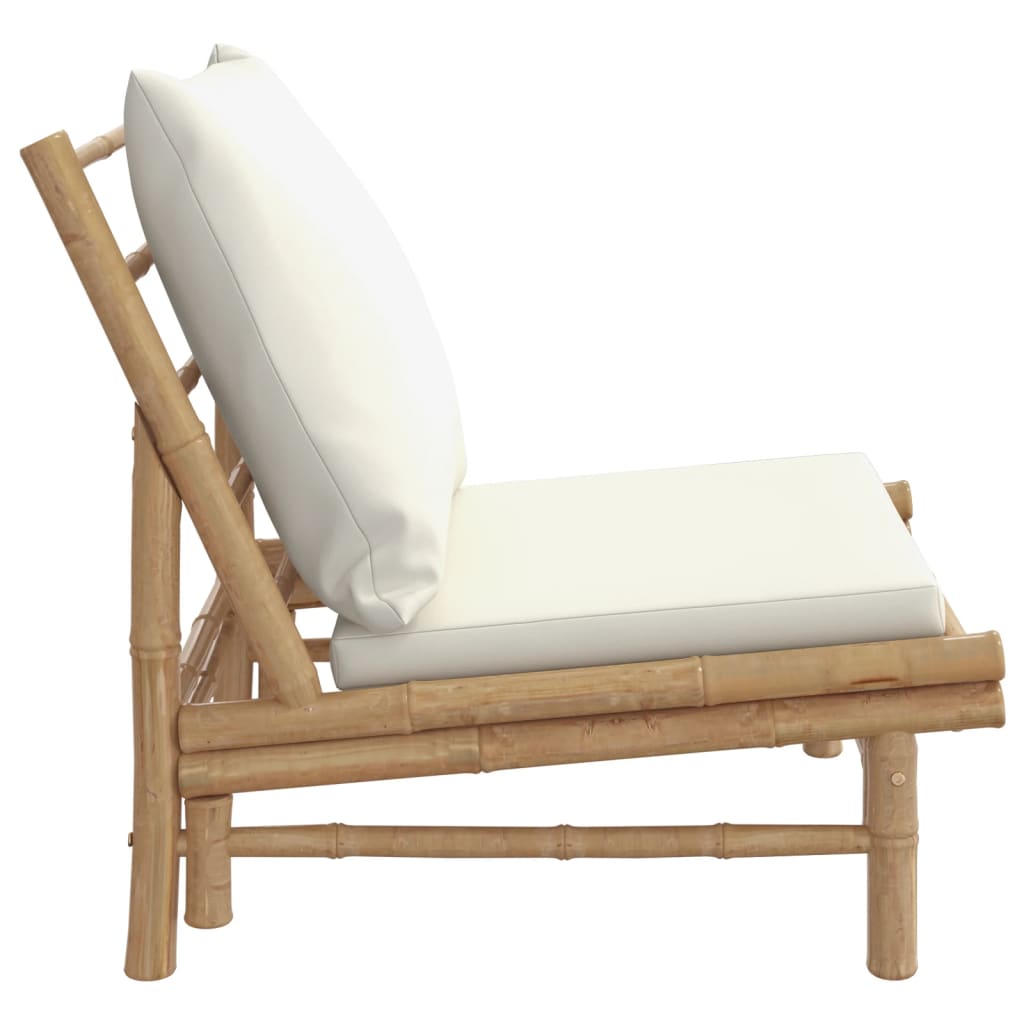 Tuinstoelen 2 st met crèmewitte kussens bamboe is nu te koop bij PeponiXL, paradijselijk wonen!