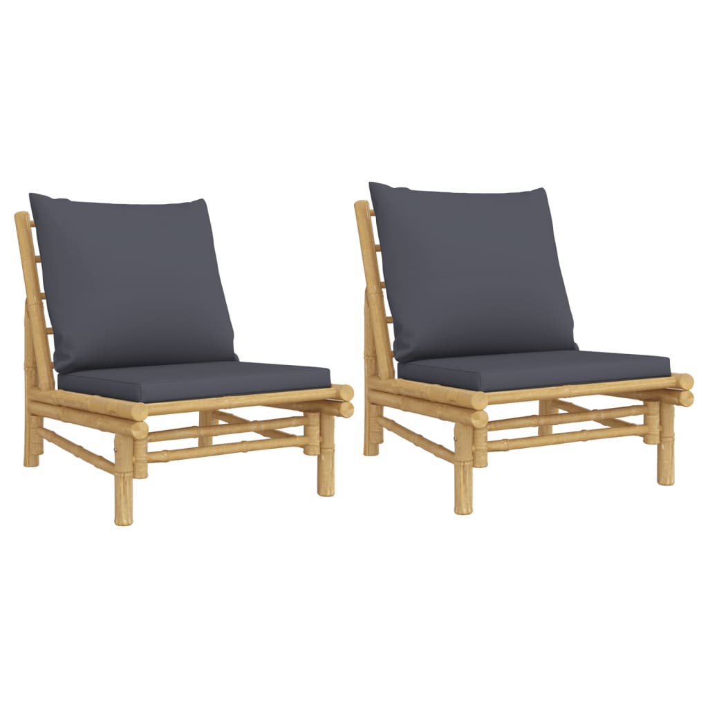 Tuinstoelen 2 st met donkergrijze kussens bamboe is nu te koop bij PeponiXL, paradijselijk wonen!