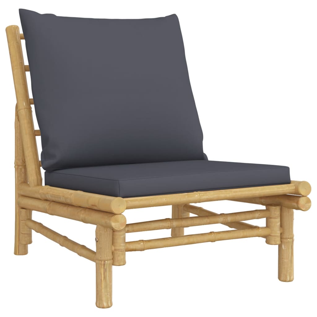 Tuinstoelen 2 st met donkergrijze kussens bamboe is nu te koop bij PeponiXL, paradijselijk wonen!