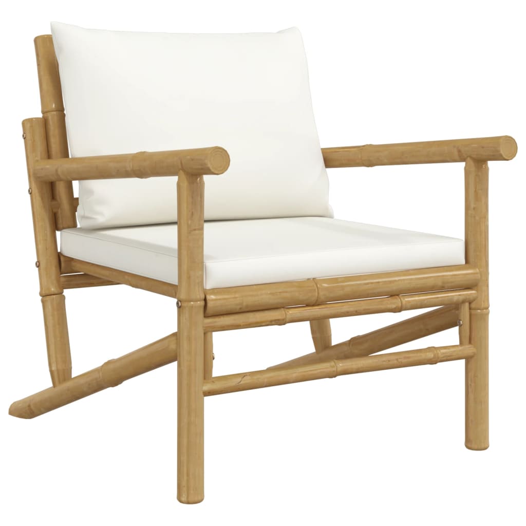 Tuinstoelen 2 st met crèmewitte kussens bamboe is nu te koop bij PeponiXL, paradijselijk wonen!