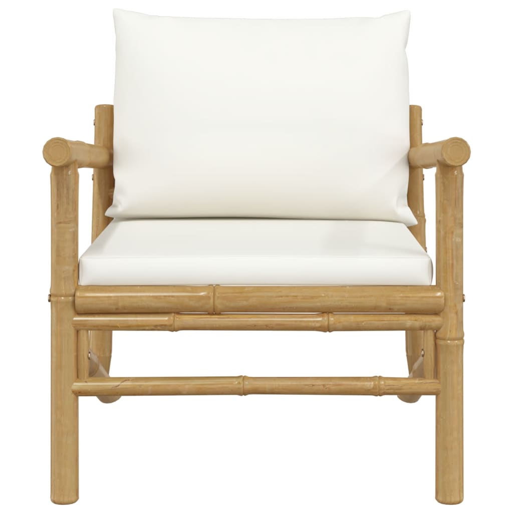 Tuinstoelen 2 st met crèmewitte kussens bamboe is nu te koop bij PeponiXL, paradijselijk wonen!