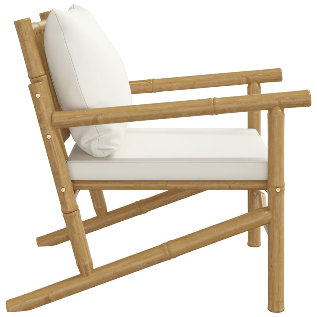 Tuinstoelen 2 st met crèmewitte kussens bamboe is nu te koop bij PeponiXL, paradijselijk wonen!
