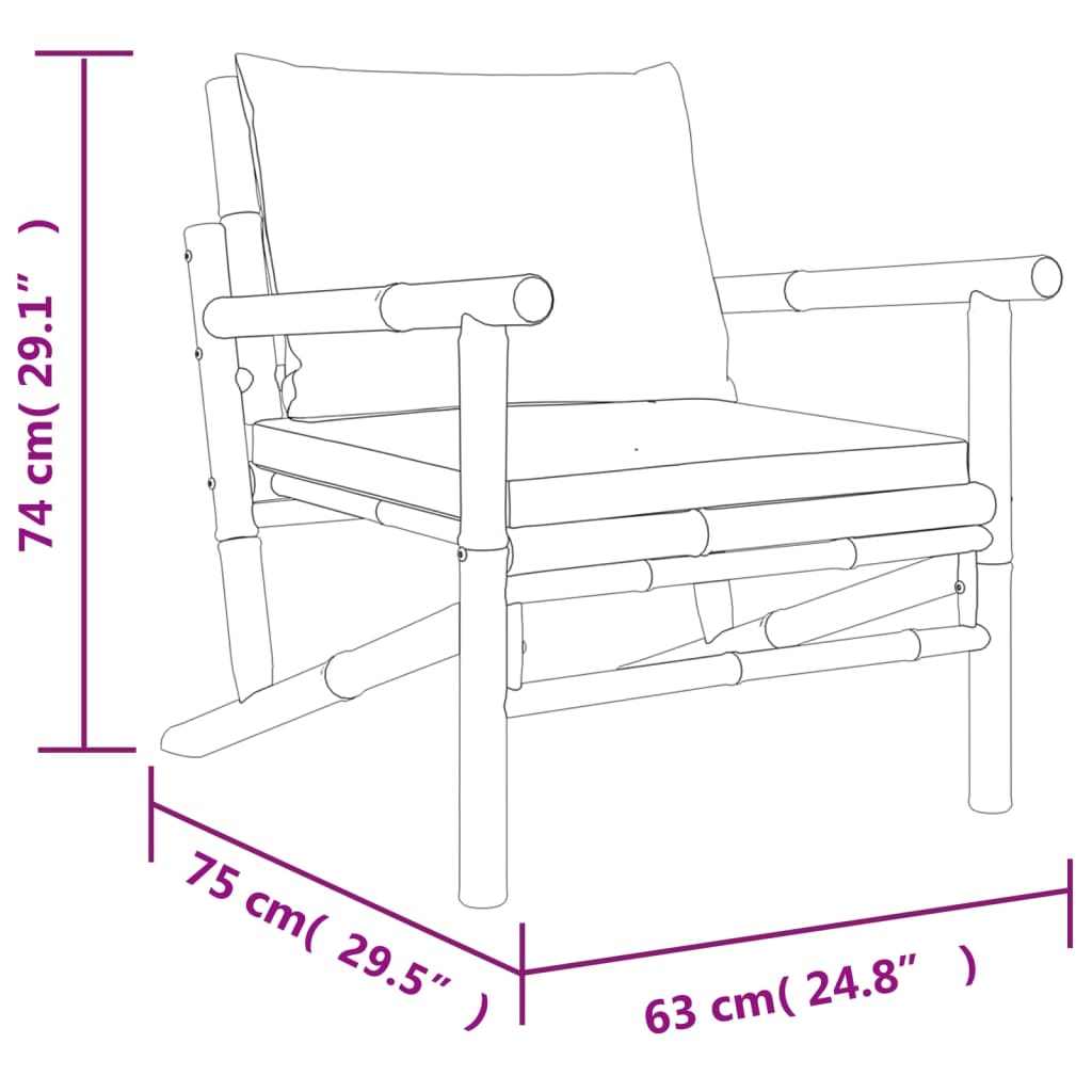 Tuinstoelen 2 st met crèmewitte kussens bamboe is nu te koop bij PeponiXL, paradijselijk wonen!