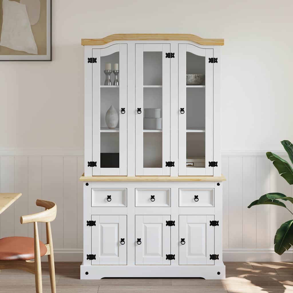 Hoge kast Corona 112x43x196 cm massief Mexicaans grenenhout wit is nu te koop bij PeponiXL, paradijselijk wonen!