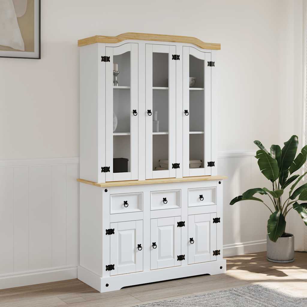 Hoge kast Corona 112x43x196 cm massief Mexicaans grenenhout wit is nu te koop bij PeponiXL, paradijselijk wonen!