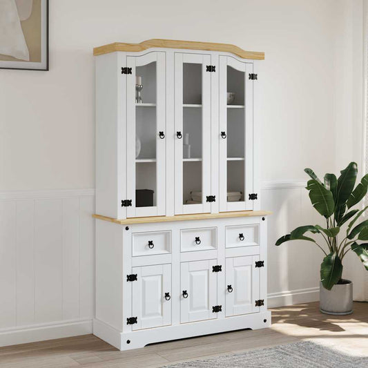 Hoge kast Corona 112x43x196 cm massief Mexicaans grenenhout wit is nu te koop bij PeponiXL, paradijselijk wonen!