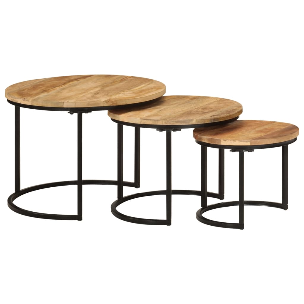 Tafeltjesset 3 st massief ruw mangohout is nu te koop bij PeponiXL, paradijselijk wonen!