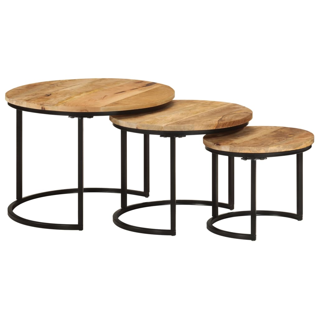Tafeltjesset 3 st massief ruw mangohout is nu te koop bij PeponiXL, paradijselijk wonen!