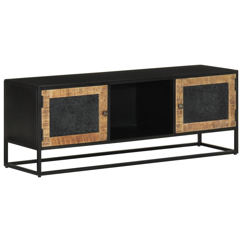 Tv-meubel 110x30x40 cm massief ruw mangohout en ijzer is nu te koop bij PeponiXL, paradijselijk wonen!
