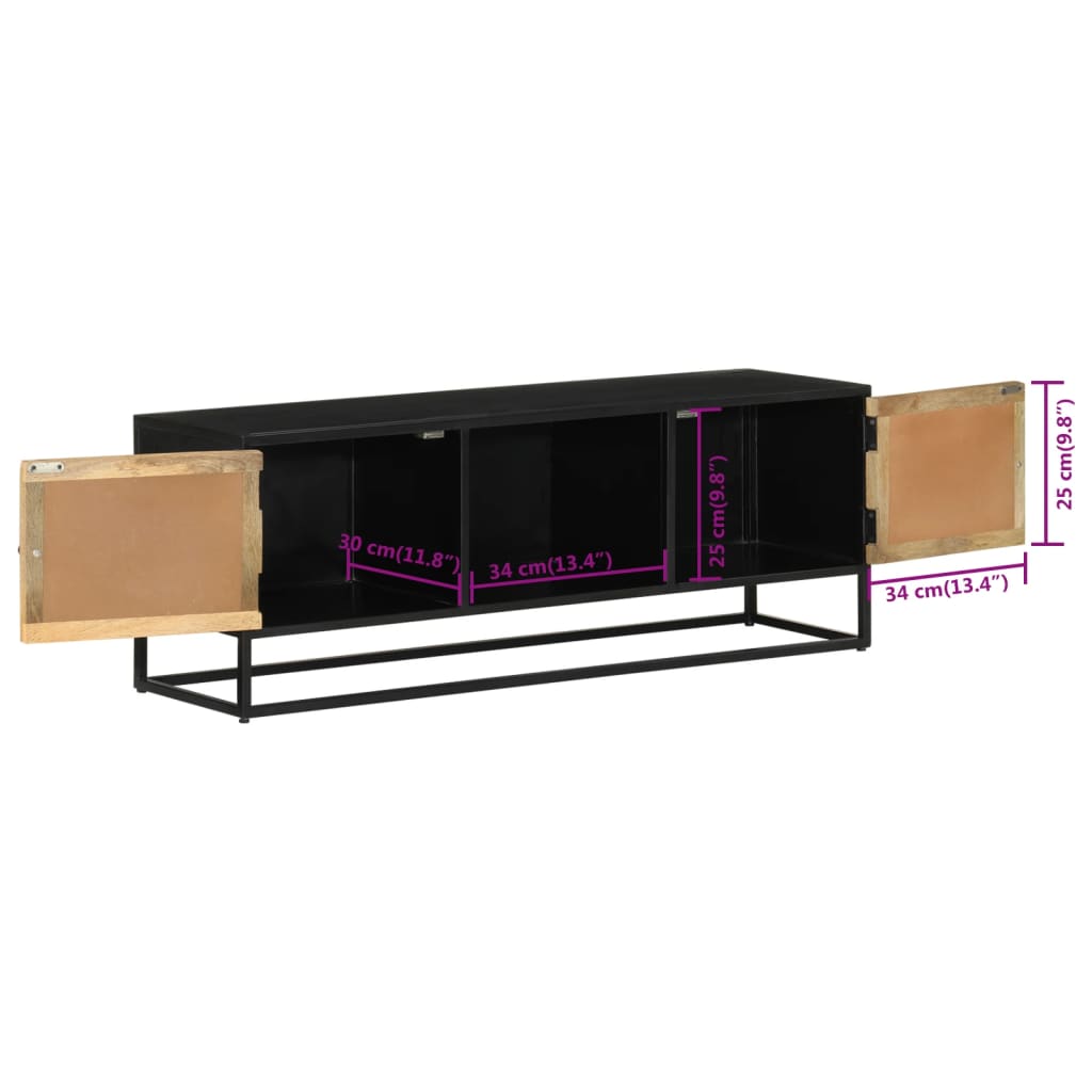 Tv-meubel 110x30x40 cm massief ruw mangohout en ijzer is nu te koop bij PeponiXL, paradijselijk wonen!