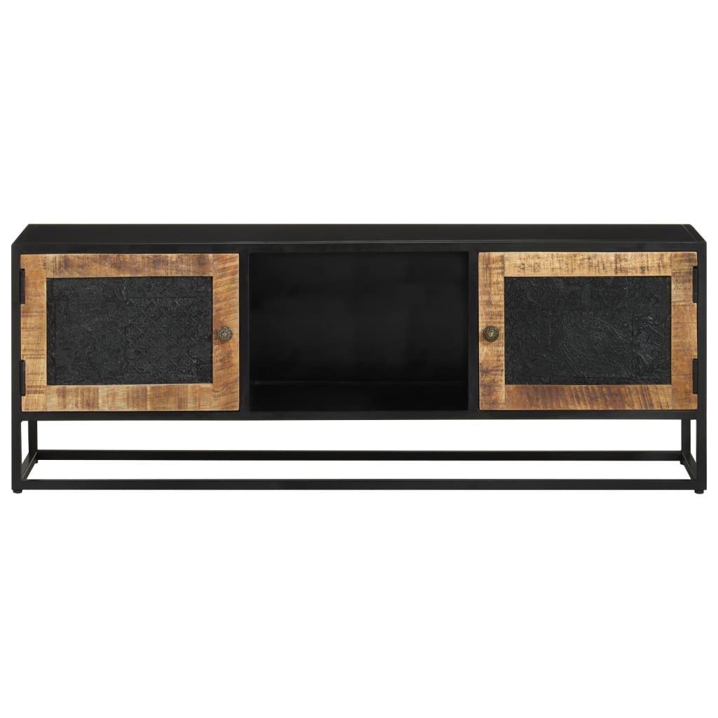 Tv-meubel 110x30x40 cm massief ruw mangohout en ijzer is nu te koop bij PeponiXL, paradijselijk wonen!