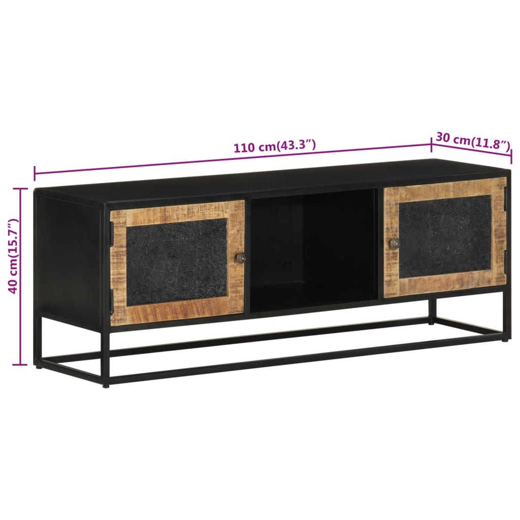 Tv-meubel 110x30x40 cm massief ruw mangohout en ijzer is nu te koop bij PeponiXL, paradijselijk wonen!