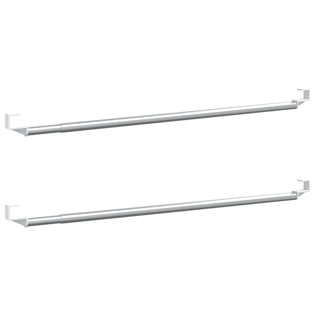 Gordijnrails 2 st 40-60 cm aluminium wit en zilverkleurig