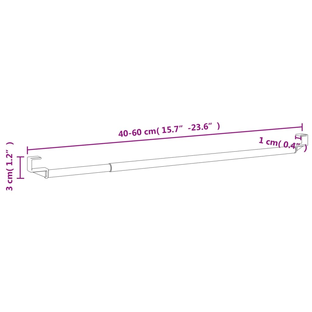 Gordijnrails 2 st 40-60 cm aluminium wit en zilverkleurig