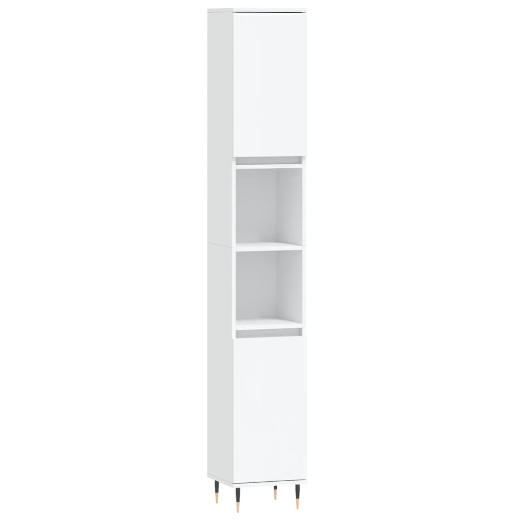 3-delige Badkamerkastenset bewerkt hout wit is nu te koop bij PeponiXL, paradijselijk wonen!