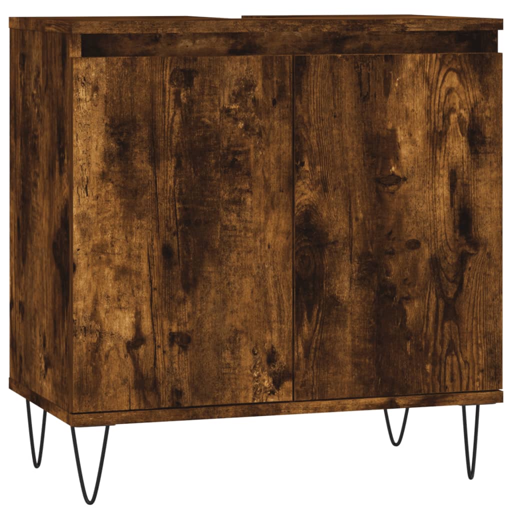 3-delige Badkamermeubelset bewerkt hout gerookt eikenkleurig is nu te koop bij PeponiXL, paradijselijk wonen!
