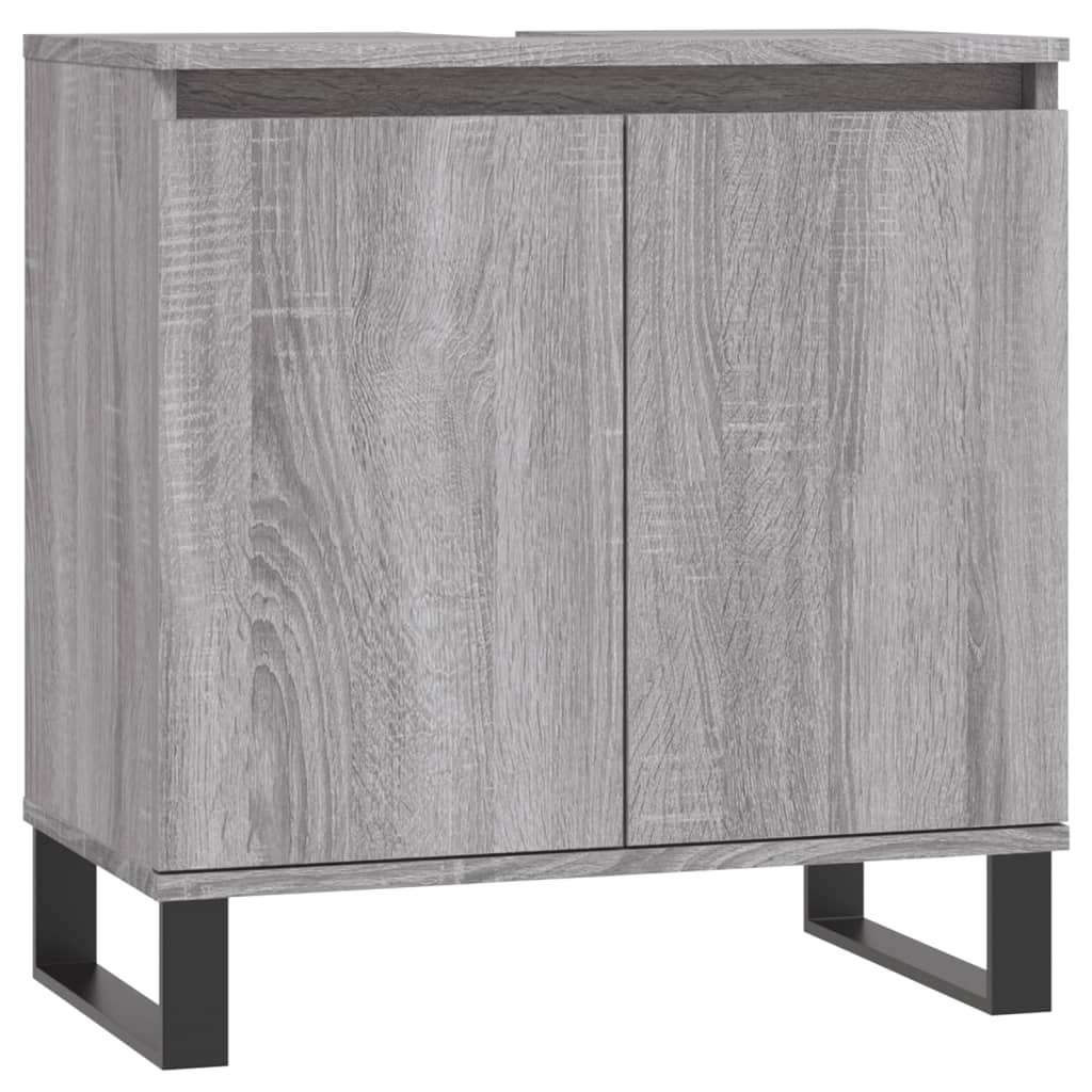 3-delige Badkamermeubelset bewerkt hout grijs sonoma eikenkleur is nu te koop bij PeponiXL, paradijselijk wonen!