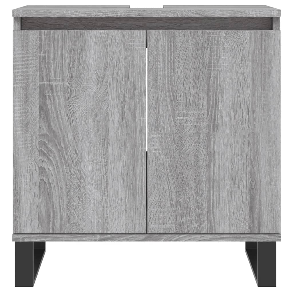 3-delige Badkamermeubelset bewerkt hout grijs sonoma eikenkleur is nu te koop bij PeponiXL, paradijselijk wonen!