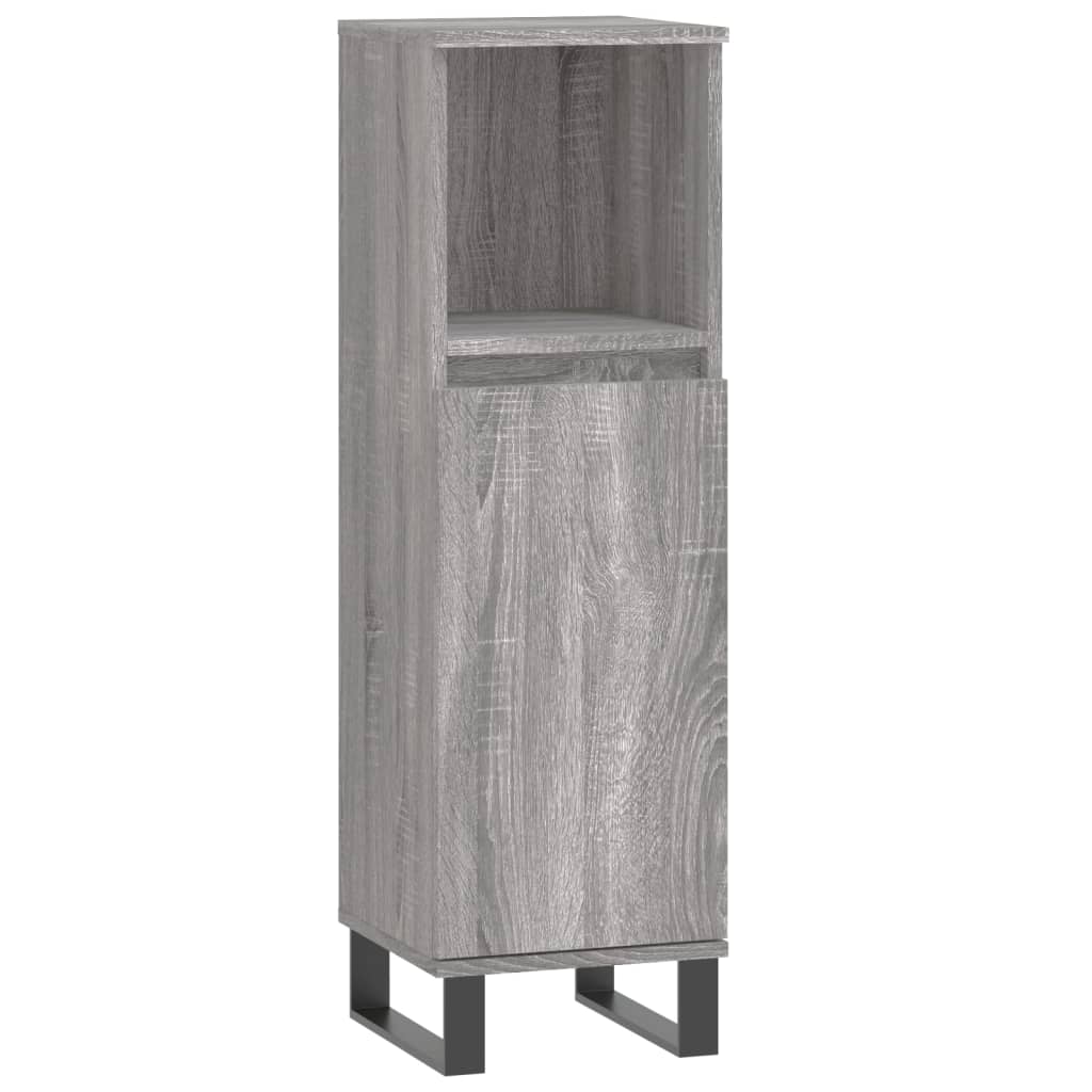 3-delige Badkamermeubelset bewerkt hout grijs sonoma eikenkleur is nu te koop bij PeponiXL, paradijselijk wonen!