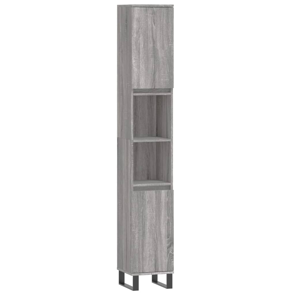3-delige Badkamermeubelset bewerkt hout grijs sonoma eikenkleur is nu te koop bij PeponiXL, paradijselijk wonen!
