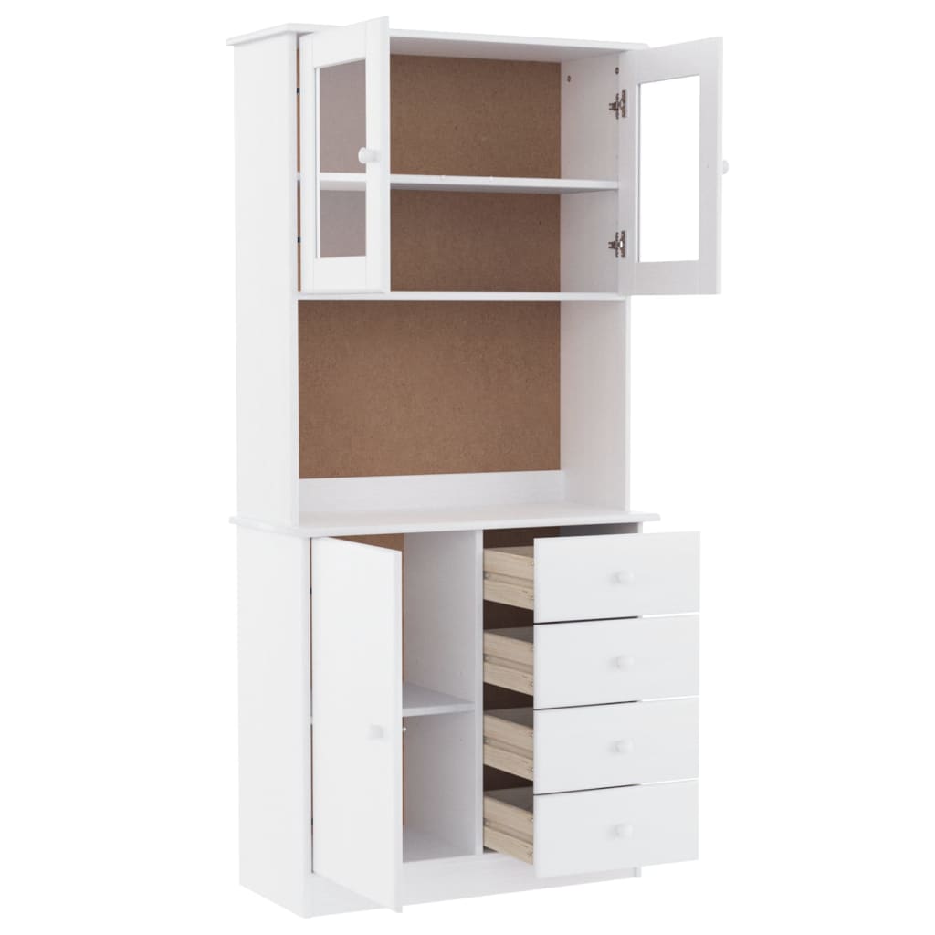 Hoge kast ALTA 77x35x165 cm massief grenenhout wit is nu te koop bij PeponiXL, paradijselijk wonen!