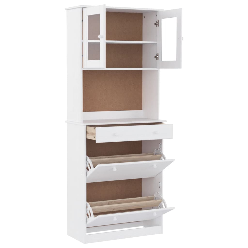 Hoge kast ALTA 77x35x188 cm massief grenenhout wit is nu te koop bij PeponiXL, paradijselijk wonen!