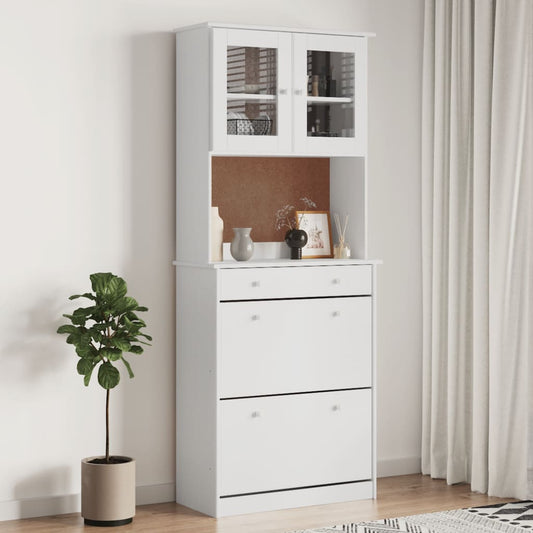 Hoge kast ALTA 77x35x188 cm massief grenenhout wit is nu te koop bij PeponiXL, paradijselijk wonen!