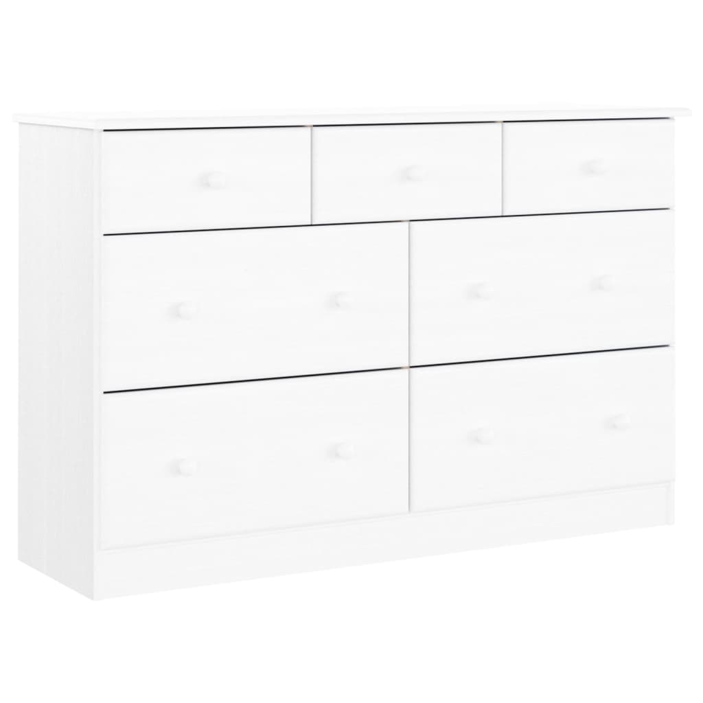 Ladekast ALTA 112x35x73 cm massief grenenhout wit is nu te koop bij PeponiXL, paradijselijk wonen!